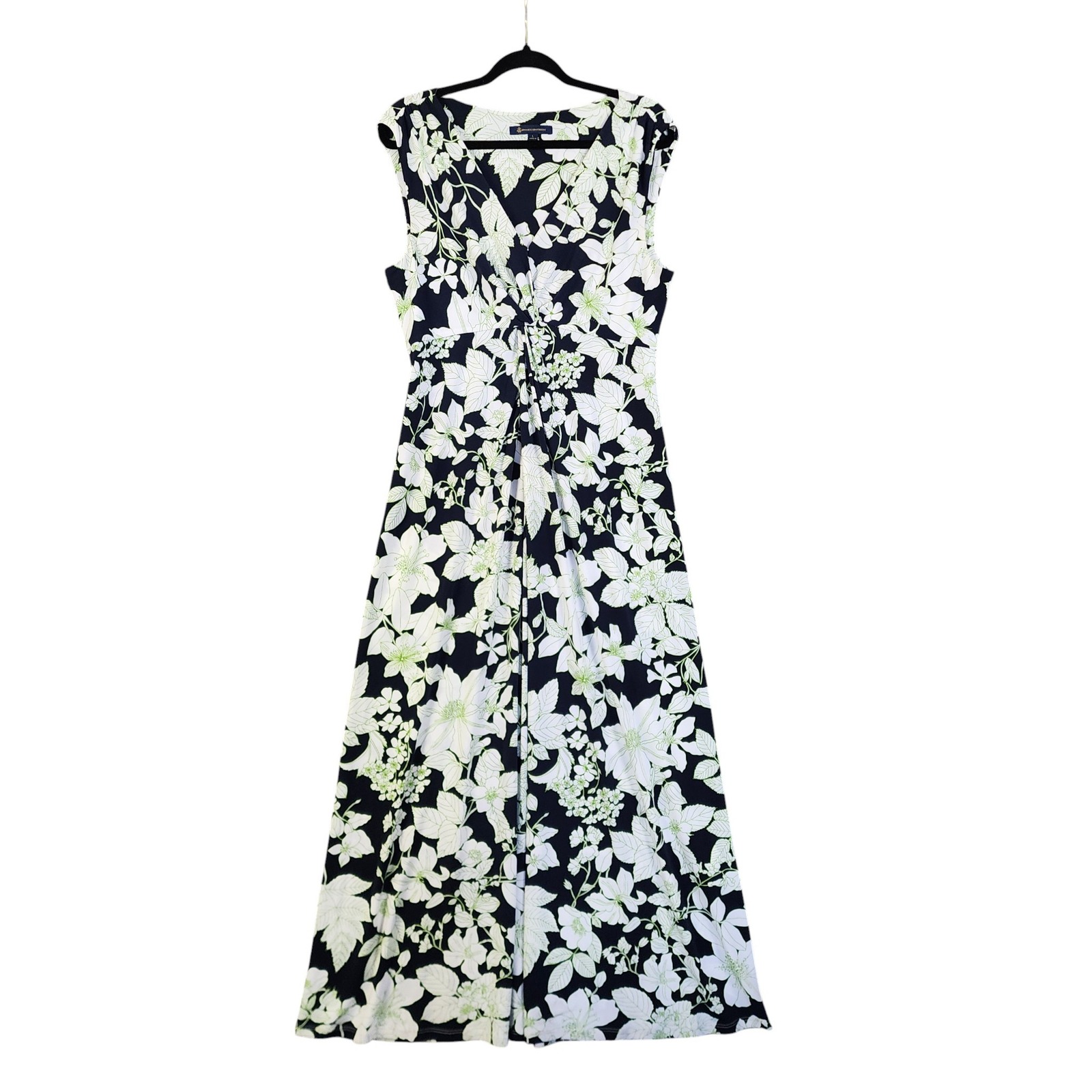 Brooks Brothers Navy Maxi Dress With White Floral Design